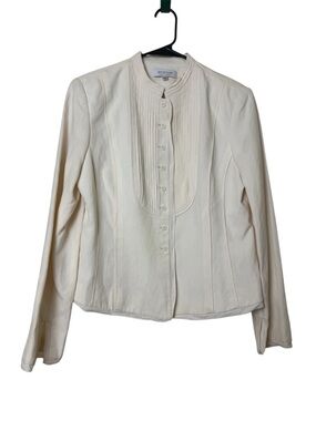 Emanuel Ungaro Linen Silk Off-White Pintuck Front Jacket Size 12
